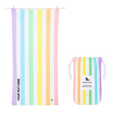 Dock & Bay Customized Beach Towel - Quick Dry, Sand Free - Compact, Lightweight - 100% Recycled - Includes Bag - Summer - Unicorn Waves - Extra Large