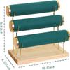 RJ Displays-Velvet Green Detachable Wood Gold Hardware Detachable 3 Tier Bracelet, Watch, Bangle Jewelry Holder Organizer Display Stand. Comes with Micro Fiber Jewelry Cleaning/Polishing Cloth (Green) view 2