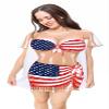 The Original Women's Bikini Shirt - Funny Bikini Print Bathing Suit Cover-up Beach Tshirt Dress for Women Men (American Flag Sarong, One Size Plus) view 1