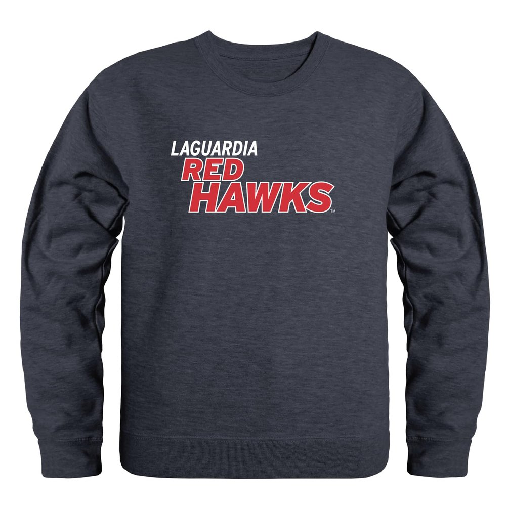 W Republic LaGuardia Red Hawks Campus Crewneck Pullover Sweatshirt Sweate - Heather Charcoal, XX-Large
