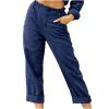 XUNRYAN Capri Pants Women Casual Summer Elastic High Waist Linen Pants Loose Wide Leg Cargo Pants Crop Trouser with Pockets view 1