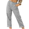 XUNRYAN Capri Pants Women Casual Summer Elastic High Waist Linen Pants Loose Wide Leg Cargo Pants Crop Trouser with Pockets view 1