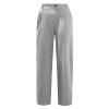 XUNRYAN Capri Pants Women Casual Summer Elastic High Waist Linen Pants Loose Wide Leg Cargo Pants Crop Trouser with Pockets view 3