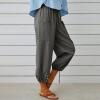 XUNRYAN Capri Pants Women Casual Summer Elastic High Waist Linen Pants Loose Wide Leg Cargo Pants Crop Trouser with Pockets view 3