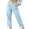 XUNRYAN Capri Pants Women Casual Summer Elastic High Waist Linen Pants Loose Wide Leg Cargo Pants Crop Trouser with Pockets view 1
