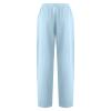 XUNRYAN Capri Pants Women Casual Summer Elastic High Waist Linen Pants Loose Wide Leg Cargo Pants Crop Trouser with Pockets view 3