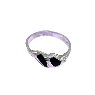 Black Onyx Inlay Gemstone Sterling Silver Ring Size 3.75 to 6.75 YOU SELECT SIZE