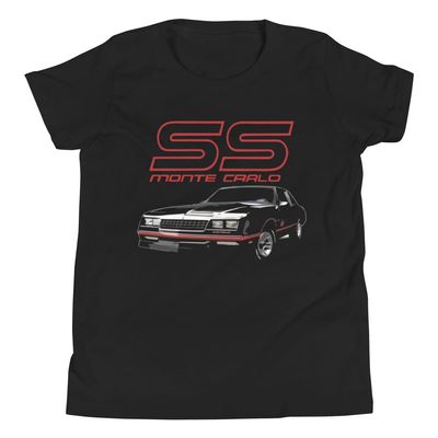 1987 Chevy Monte Carlo SS Classic car Club Custom Youth Short Sleeve T-Shirt Black