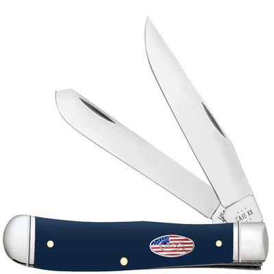 Case XX Pocket Knife NAVY BLUE SYNTHETIC SMOOTH TRAPPER- FLUTED W/CIGAR BOX Item #71231-4254 SS - Length Closed: 4 1/4Inches