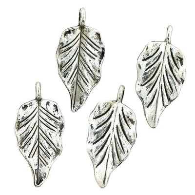 10 PEWTER SILVERPLATED LEAF CHARM PENDANT CF797