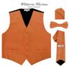 Vittorio Farina Solid Color Satin Suit Vest for Men Set of 4 - Vest, Tie, Bow Tie & Pocket Square (Burnt Orange) view 2