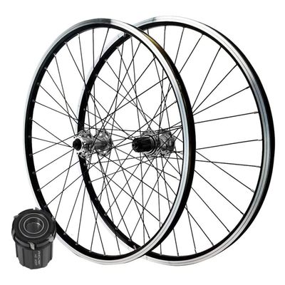 RUJIXU Mountain Bike Wheelset 26 inch Disc Brake Rim Brake MTB Quick Release Wheelset Double Wall Sealed Bearing Cassette 7 8 9 10 11 Speed 32 Spokes 6 Pawls (Color : Gray hud, Size : 26inch)