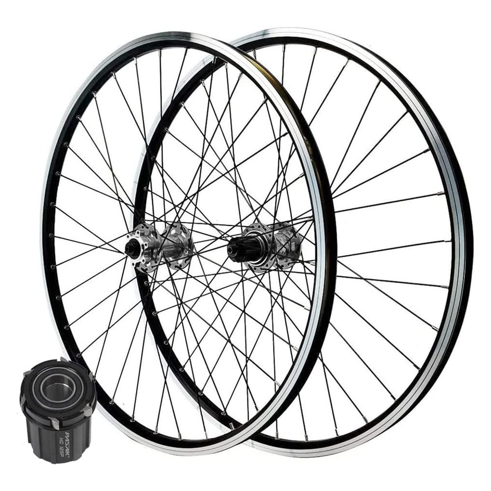 RUJIXU Mountain Bike Wheelset 26 inch Disc Brake Rim Brake MTB Quick Release Wheelset Double Wall Sealed Bearing Cassette 7 8 9 10 11 Speed 32 Spokes 6 Pawls (Color : Gray hud, Size : 26inch)