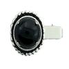 1 1/2 INCH 18x13 Oval Black Onyx CABOCHON GEM Silver Color TIE Clip BAR EPTT311 view 1
