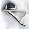 1 1/2 INCH 18x13 Oval Black Onyx CABOCHON GEM Silver Color TIE Clip BAR EPTT311 view 2