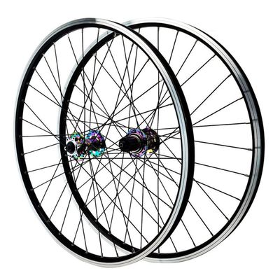 RUJIXU Mountain Bike Wheelset 26 inch Disc Brake Rim Brake MTB Quick Release Wheelset Double Wall Sealed Bearing Cassette 7 8 9 10 11 Speed 32 Spokes 6 Pawls (Color : Colorful hud, Size : 27.5inch)