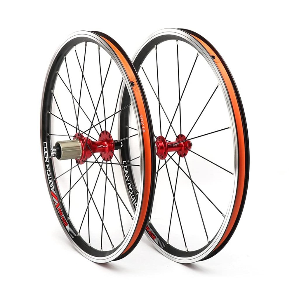 RUJIXU 406 Rim BMX Foldable Bicycle Wheelset 20'' C/V Brake Quick Release Wheels for 7/8/9/10/11 Speed Cassette 1294g (Color : A, Size : 406)