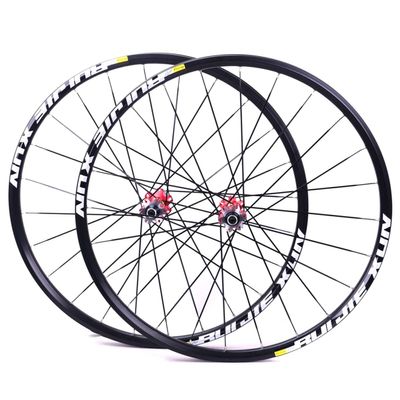 RUJIXU MTB Bicycle Wheelset, Mountain Bike Front Rear Wheels Set 26" 27.5" 29" Double Layer Alloy Rim Sealed Bearing, QR 8-11 Speed Cassette Carbon Hub Disc Brake 6 Bolts (Color : Red hud, Size : 26"
