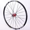 RUJIXU MTB Bicycle Wheelset, Mountain Bike Front Rear Wheels Set 26" 27.5" 29" Double Layer Alloy Rim Sealed Bearing, QR 8-11 Speed Cassette Carbon Hub Disc Brake 6 Bolts (Color : Red hud, Size : 26" view 2