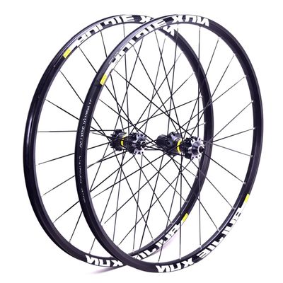 RUJIXU MTB Bicycle Wheelset, Mountain Bike Front Rear Wheels Set 26" 27.5" 29" Double Layer Alloy Rim Sealed Bearing, QR 8-11 Speed Cassette Carbon Hub Disc Brake 6 Bolts (Color : Black hud, Size : 2