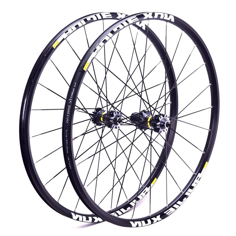 RUJIXU MTB Bicycle Wheelset, Mountain Bike Front Rear Wheels Set 26" 27.5" 29" Double Layer Alloy Rim Sealed Bearing, QR 8-11 Speed Cassette Carbon Hub Disc Brake 6 Bolts (Color : Black hud, Size : 2