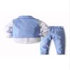 Abolai Baby Boys' 3 Piece Vest Set with White Shirt,Vest and Pant (Lightblue, 4 Years) view 2