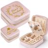 Ecosides Custom Surprise Travel Jewelry Box, 4x4x2inchs Jewelry Case, Soft Italian Velvet, Personal Valentine's Day Gift For Her, Pink view 2