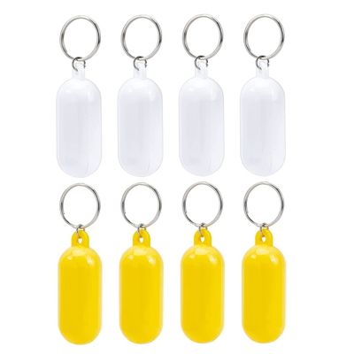 Jualyue Floating Keyring Float Keychain Plastic Capsule Shape Key Ring Pendant Key Holder for Boating Fishing 8PCS