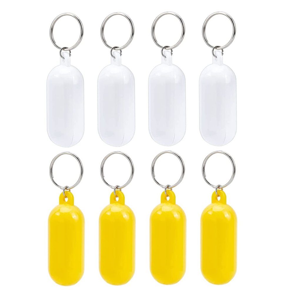 Jualyue Floating Keyring Float Keychain Plastic Capsule Shape Key Ring Pendant Key Holder for Boating Fishing 8PCS