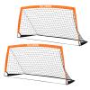 RUNBOW 6x4 ft Portable Kids Soccer Goal for Backyard Practice Soccer Net with Carry Bag (6x4 FT, 2 Pack, Orange) view 1