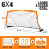 RUNBOW 6x4 ft Portable Kids Soccer Goal for Backyard Practice Soccer Net with Carry Bag (6x4 FT, 2 Pack, Orange) view 3