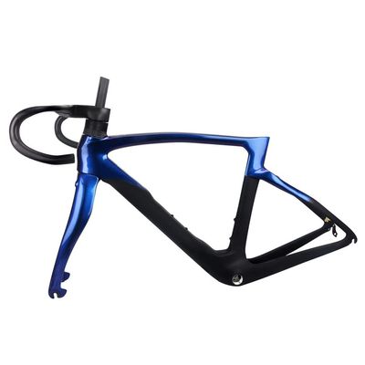 HIMALO 700C Carbon Road Bike Frameset 43/46.5/50/51.5/53/54/55/56cm C Brake Frame QR 100/130mm Internal Routing,with Handlebar (Color : Blue, Size : 46.5CM)