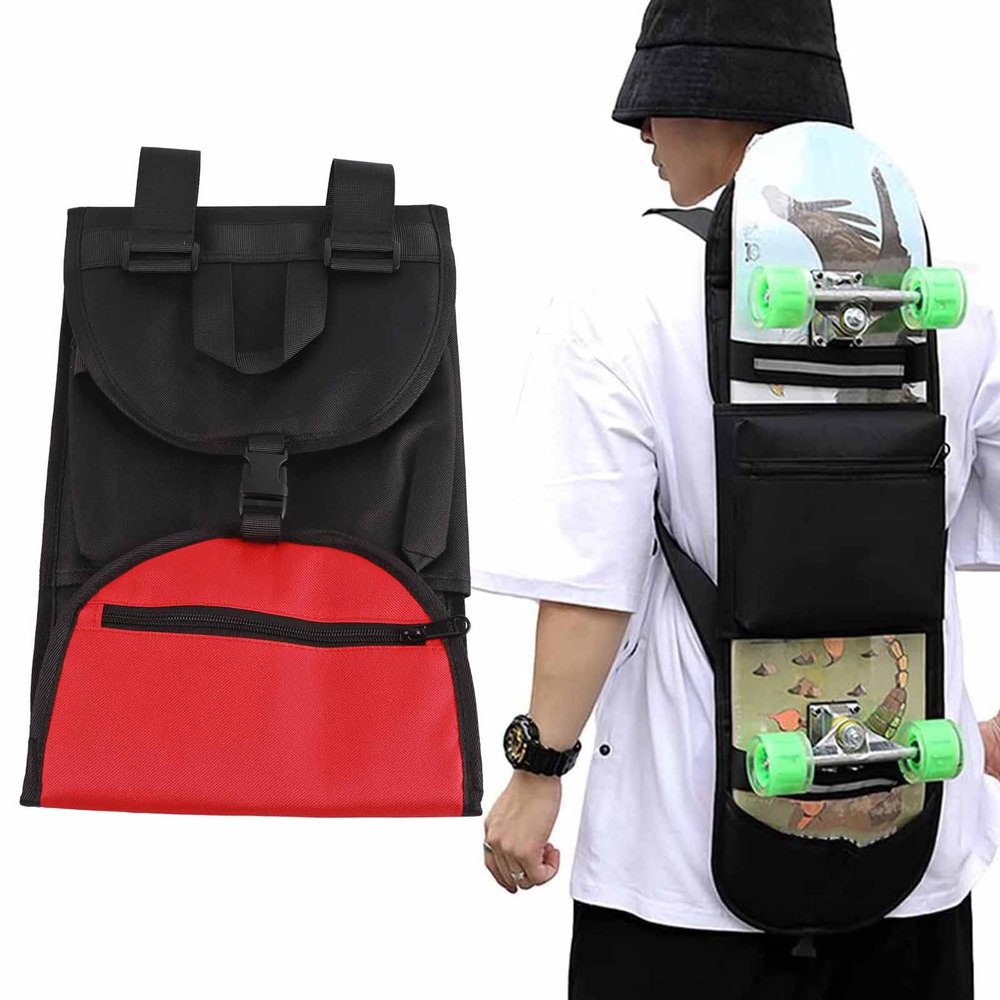 Elolicu Skateboard Backpack Bag, Foldable Carrier Travel Skateboard Bag Regular Skateboard Longboard Bag Adjustable Shoulder Straps for Electric Skateboard Universal Street Trend Girls and Boys