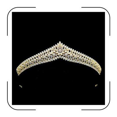 Cubic Zirconia Wedding Tiaras for Bride Small Sweet 16 Birthday Prom Queen Crown Pageant Headpieces Coronas Para 15 Anos Quinceaneras Silver Bridal Hair Accessories (Gold 2)