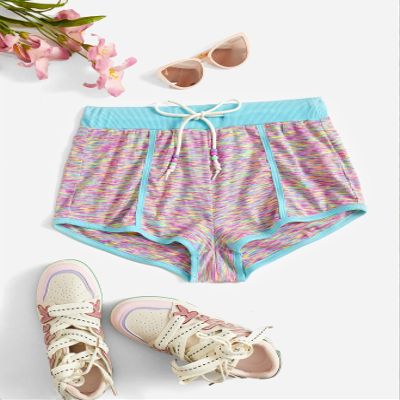 TERNEZ Shorts for Women Space Dye Drawstring Waist Shorts (Color : Multicolor, Size : Medium)
