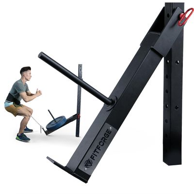 FitForge Belt Squat Attachment for Rack - Space Saving Power Rack Squat Stand Attachment - Power Cage Squat Rack Add On for Home Gym, Compatible with All Hole Plates, Fits 3x3 Racks (No Belt Included)