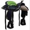 Y&Z Enterprises Youth Child Synthetic Western Horse Saddle Barrel Racing Tack + Headstall & Breast Collar (16 Inch Seat, Green) view 2