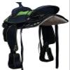 Y&Z Enterprises Youth Child Synthetic Western Horse Saddle Barrel Racing Tack + Headstall & Breast Collar (16 Inch Seat, Green) view 3