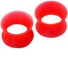 1 PAIR (2pcs) SILICONE EARSKIN TUNNELS Double Flare Gauges Super Ultra Thin Soft Flexible Flesh Plugs 1042 (0G (8MM), Red) view 1