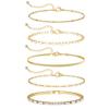 MBW 14K Gold Plated Bracelets for Women, Dainty Tennis Bracelet Set Stackable Bracelets CZ Tiny Cute Heart Figaro Link Chain Bracelet Minimalist Waterproof Jewelry for Women Trendy view 1