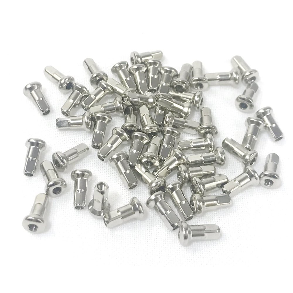 HERERO Pillar 5R Internal Nipples Alloy/Brass Round Head Hidden 10.5mm Bike Spokes Nipples 14G Color Silver (Color : 100pcs Alloy)