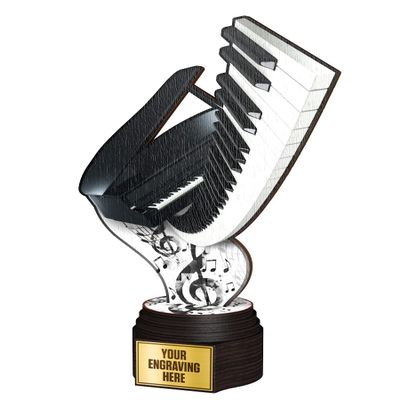 Trophymonster Music Real Wood Eco Friendly Trophy Award | for Club, School & Presentations | Free Engraving