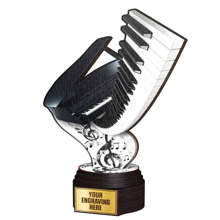Trophymonster Music Real Wood Eco Friendly Trophy Award | for Club, School & Presentations | Free Engraving
