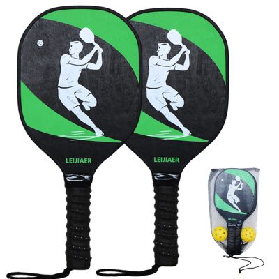 doorslay Pickleball Paddles Set of 2, Premium Wood Pickle Ball Paddle Set with 2 Fiberglass Rackets, 2 Pickleball Balls with Carry Bag for Outdoor Indoor Adults Men Women