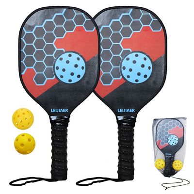 doorslay Pickleball Paddles Set of 2, Premium Wood Pickle Ball Paddle Set with 2 Fiberglass Rackets, 2 Pickleball Balls with Carry Bag for Outdoor Indoor Adults Men Women