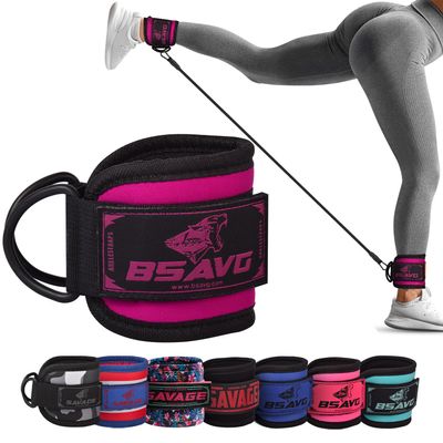 BeSAVAGE - Exercise Machine Attachments for Glute Workouts, Kickbacks, Hip Abductors, Leg Extensions, Ankle Straps for Cable Machines, Workout Cuff Attachments for Home & Gym