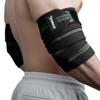 DMoose Fitness Elbow Wraps for Weightlifting (Pair) - 40'' Adjustable Elbow Strap for Gym Workout & Bench Press, Compression Elbow Wraps for Tendonitis & Joint Support, Elbow Sleeve (Green Stripes) view 1