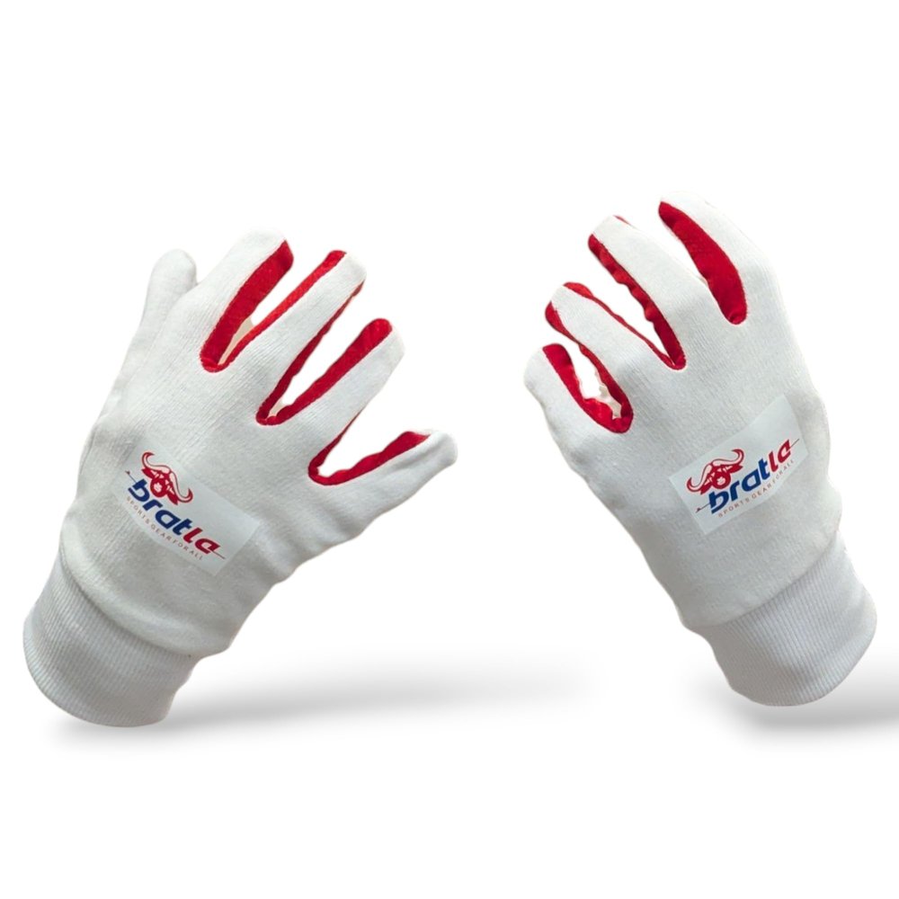 Bratla Cricket Inner Gloves Cotton Inner for Cricket Batting Gloves Wicket Keeping Comfortable Durable Full