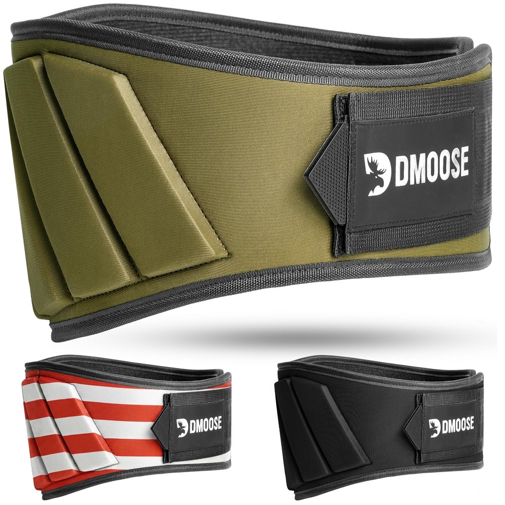DMoose gym belt for men weight lifting. Weight Belt Gym squat Weightlifting Powerlifting Workout Heavy Duty Training Strength Training Equipment - Green XSmall