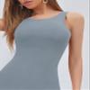 2023 Women's Dresses Solid Form Fitted Dress Women's Dresses (Color : Dusty Blue, Size : Medium) view 4